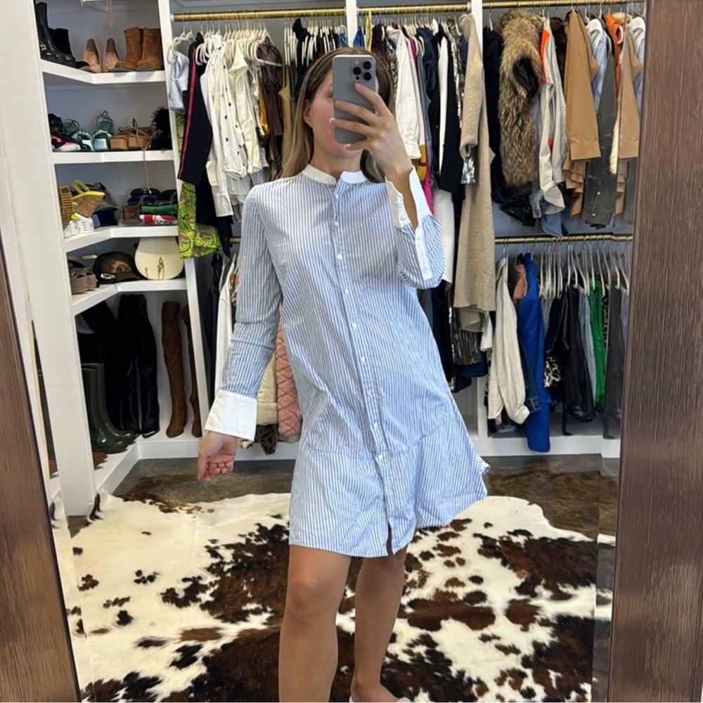 Tory Burch Cora blue and white striped shirtdress - Picture 4 of 5